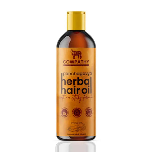 Cowpathy Panchgavya Herbal Coconut Milk Hair Oil bottle